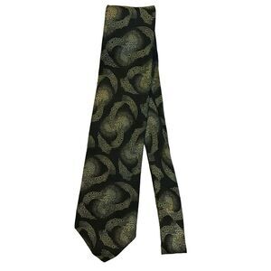 5/$10 Alfani Pointed Tip  60 inch Black, Yellow  Patterned Silk Men's Tie NWOT